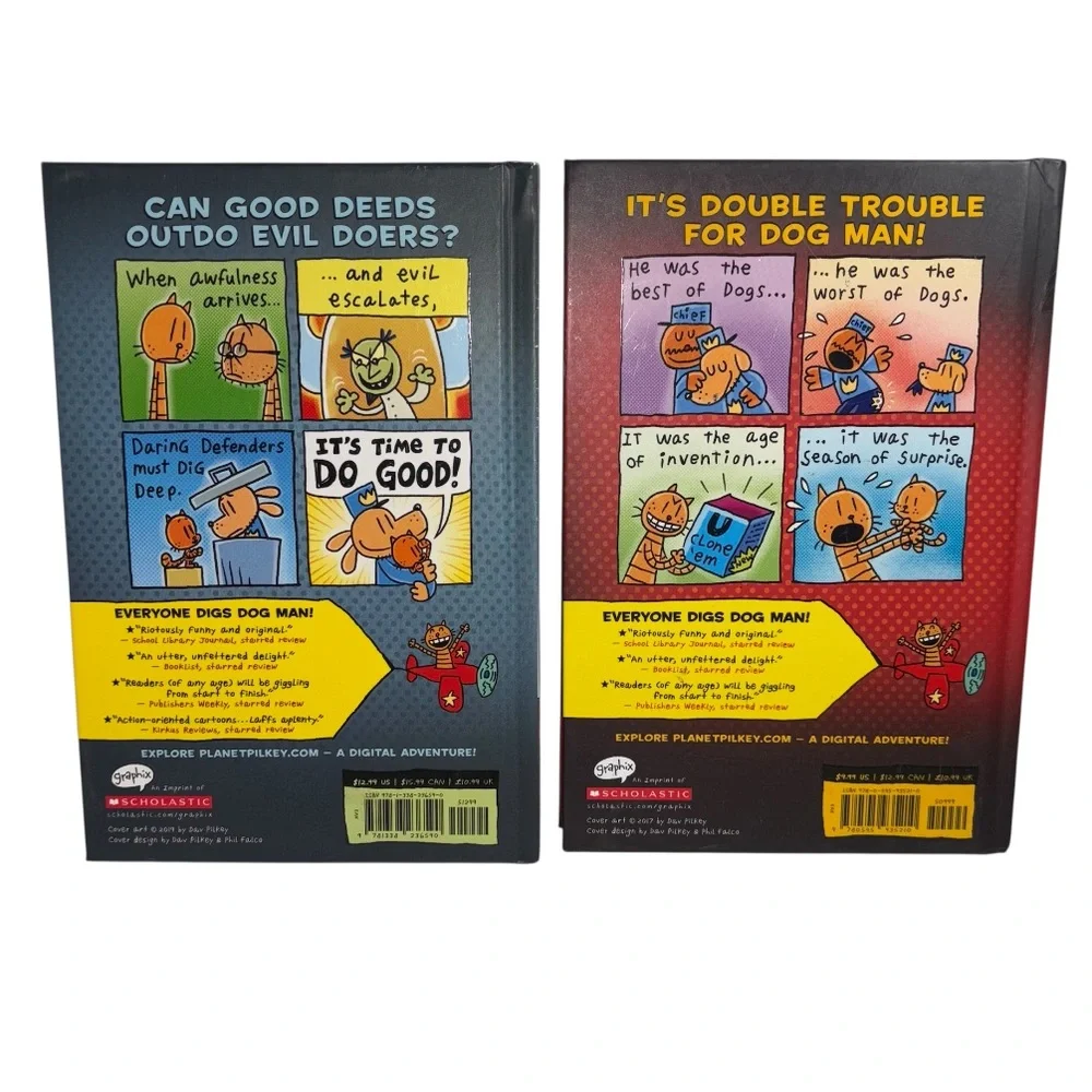 Dog Man by Dav Pilkey 2 Hard Cover Books Scholastic Reading Book 7 Book 3